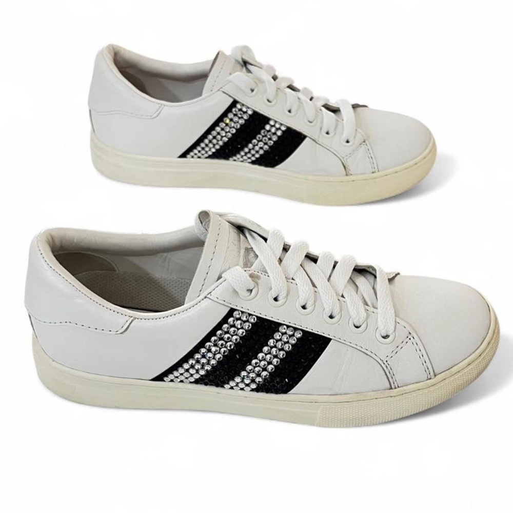 Marc Jacobs Empire White Leather Rhinestone Embellished Sneakers - Size 6